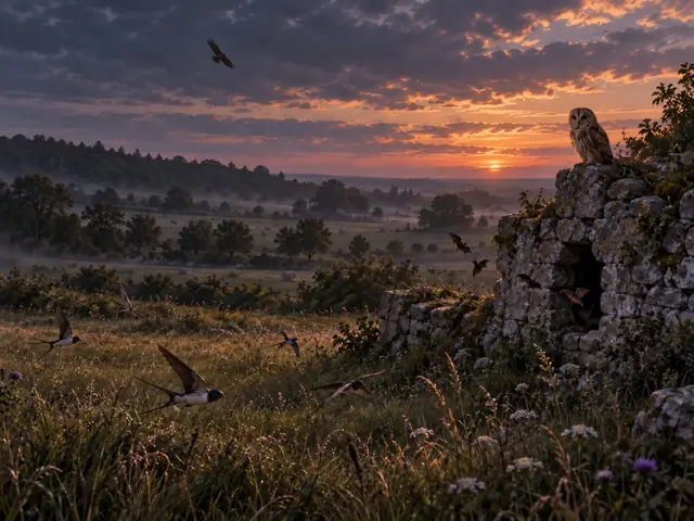 Les oiseaux des prés et des ruines