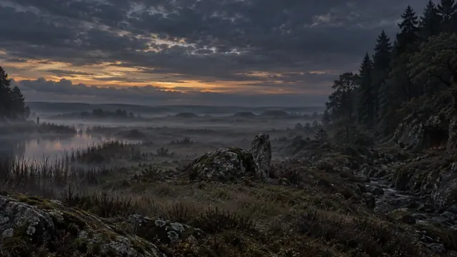 Les marges de la vallée au crépuscule